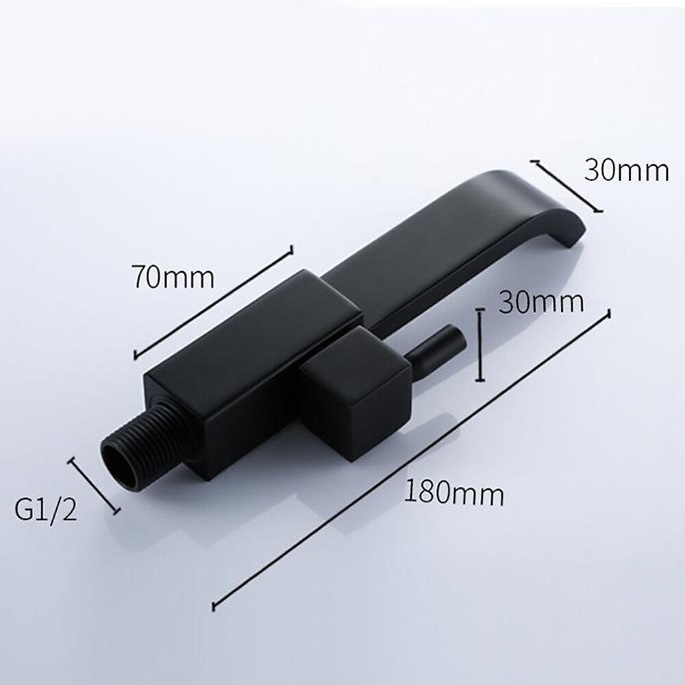 Robinet de lavabo utilitaire moderne noir chromé, bec long à montage mural, robinet de lavabo à un trou avec tuyaux d'eau chaude et froide, robinet commercial de remplissage de pot de baignoire à de 2025 ? $43.99 –P2