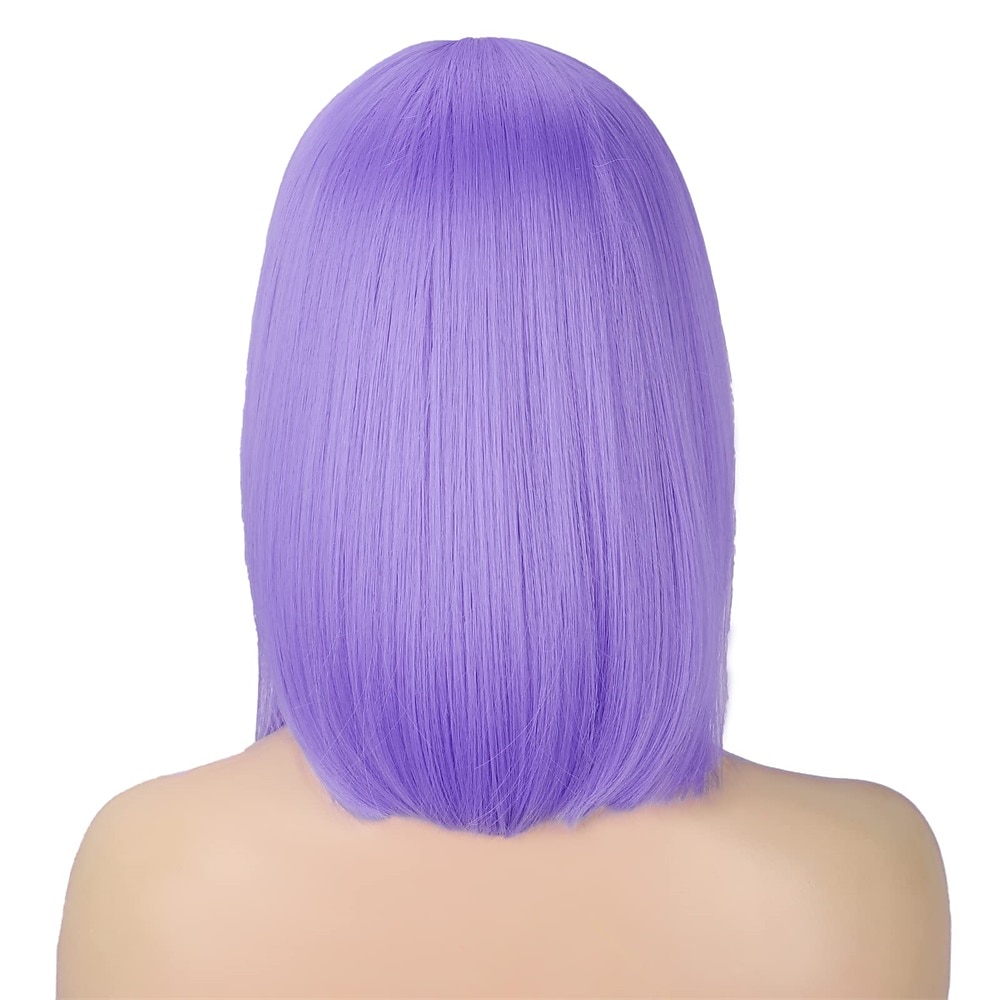 Peruca Roxa com Franja Peruca Bob Curta e Lisa para Mulheres 12 Polegadas Peruca Sintética Colorida de Festa Perucas de Halloween de 2026 por $18.49 –P16
