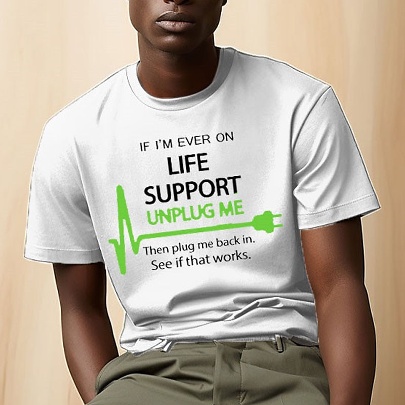 Men's Letter Graphic Prints T Shirt Graphic Tee Cotton Short Sleeve Graphic Shirt Black White Navy Blue Comfortable Tee Outdoor Street Fashion Designer Clothing 2025 - $15.99 –P2