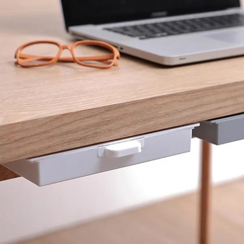 Schreibtisch-Aufbewahrungsbox, unsichtbare Lade-Büro-Paste-Typ-Finishing-Box, Studenten-Schlafzimmer-Desktop-Kreativ-Schreibwaren-Box 2025 - $9.99 –P6
