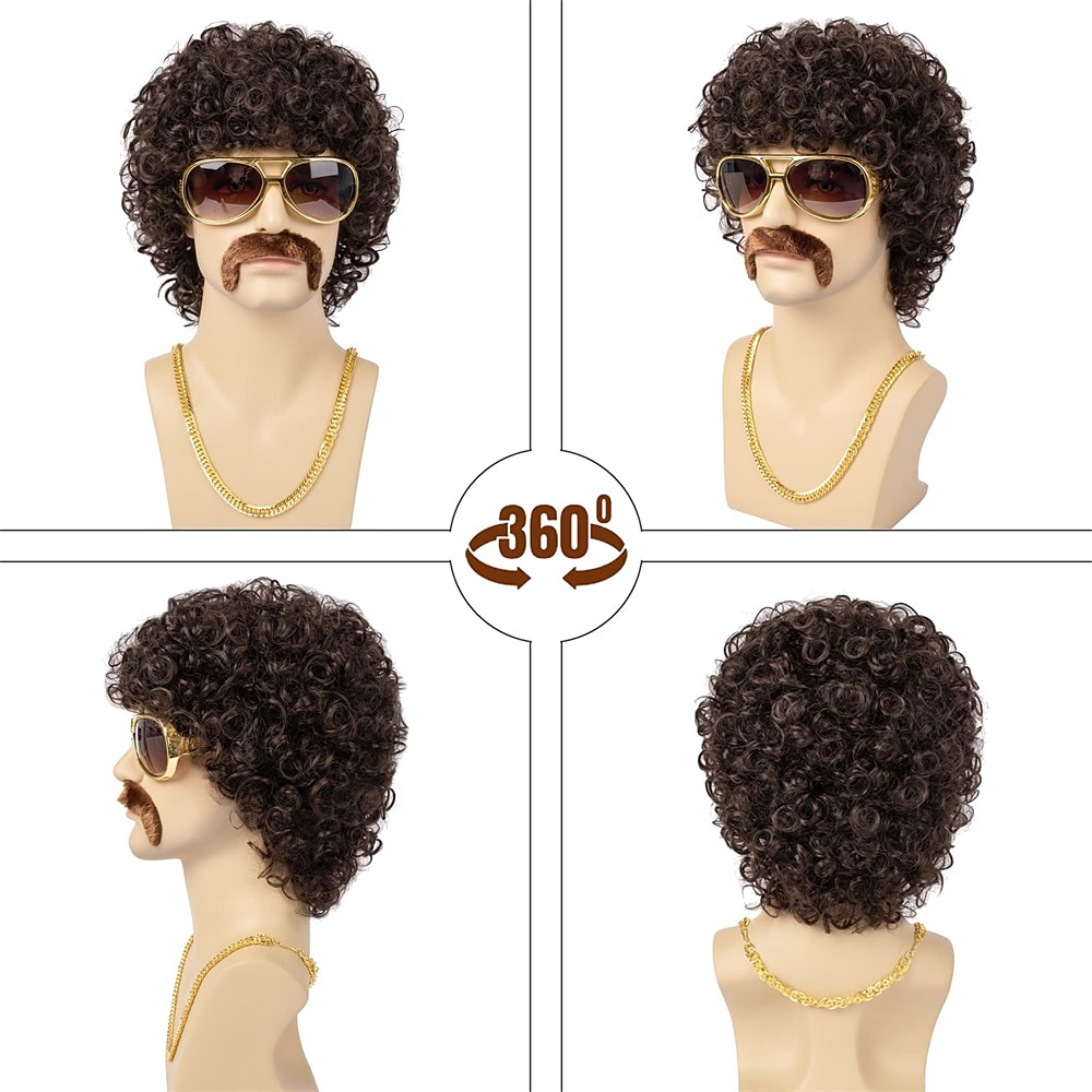 Disco Wig70'S Costumes Wig Afro Wig Men Short Curly Natural Fluffy Synthetic hair Wig for Carnival Disco Party(Only Wigs) Halloween Wigs 2025 - $19.49 –P6