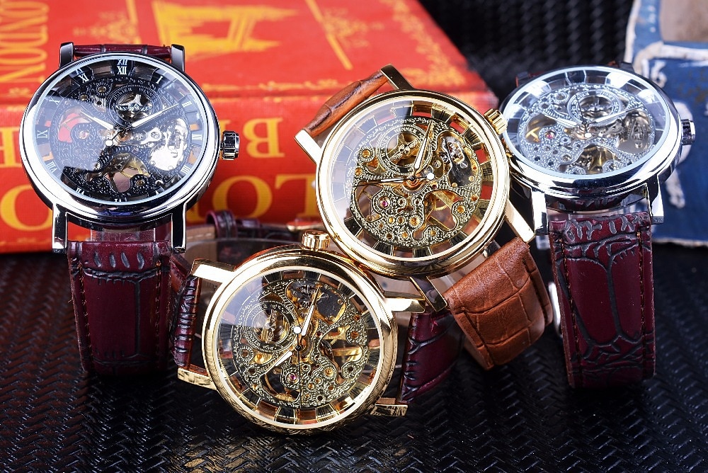 Winner Transparent Fashion Case Luxury Casual Design Leather Strap Mens Watches Top Brand Luxury Mechanical Skeleton Watch 2025 - $31.99 –P7