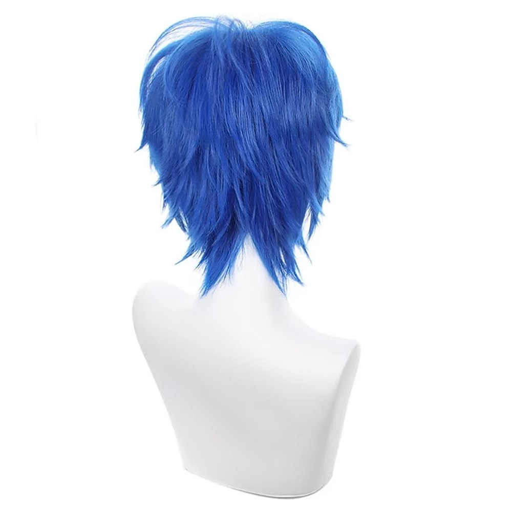 parrucca cosplay verde corta, ispida, soffice, resistente al calore, a strati, capelli sintetici, uomo e donna, parrucca per festa di carnevale del 2026 a $13.99 –P4