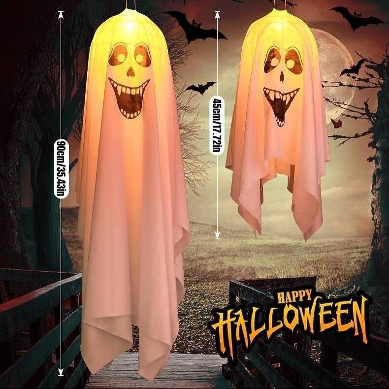 Halloween Lighted Ghost Horror Creepy Props Fabric Lantern Pumpkin Halloween Decoration Garden Patio Ghost Festival Decoration 4.5V IP42 2025 - $6.49 –P2