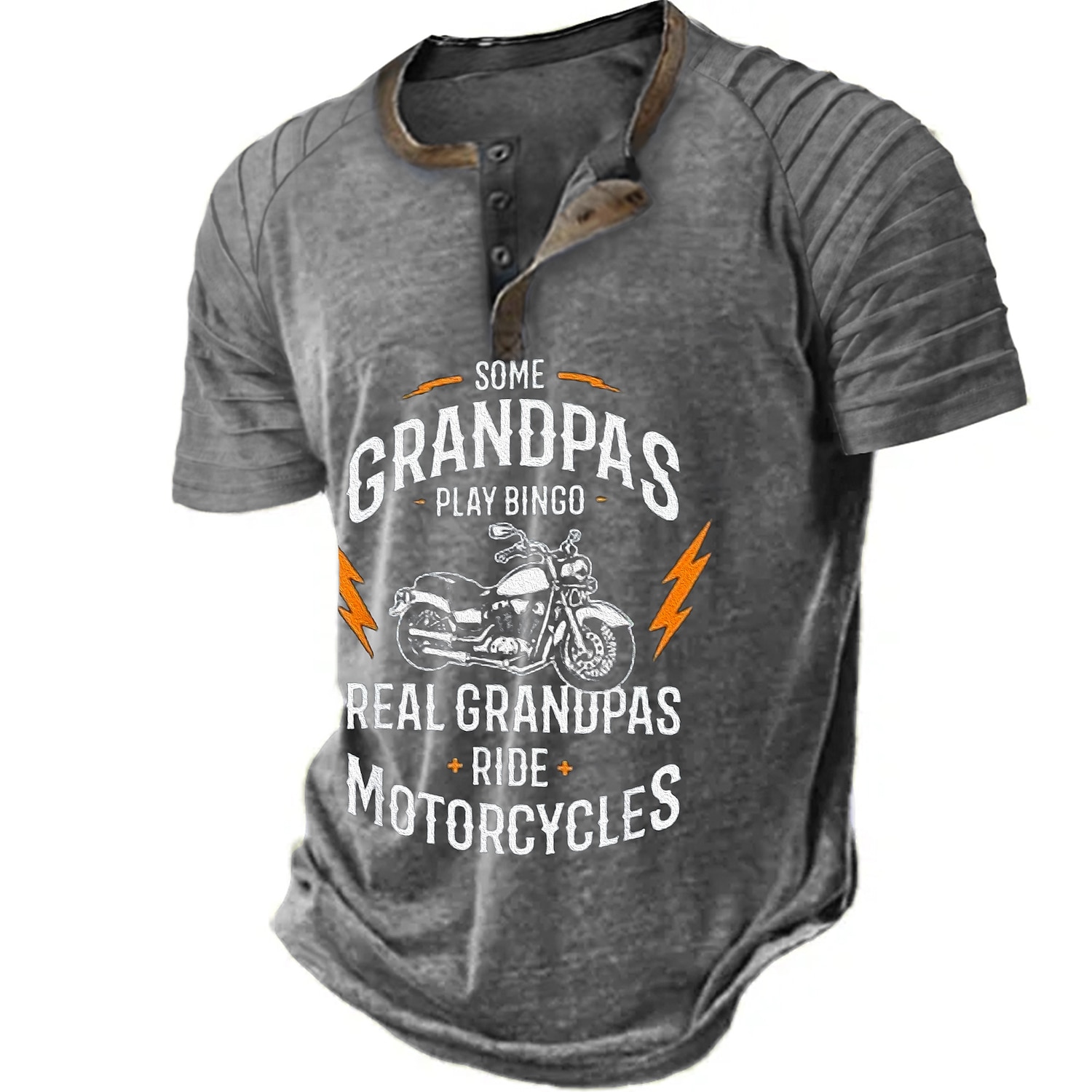 Papa Shirts Motorcycle Vintage Mens 3D Shirt For Birthday | Brown Summer Cotton | Henley Raglan Letter Graphic Prints Clothing Apparel Outdoor Daily Short Sleeve Patchwork Pleats Fashion 2025 - $20.99 –P3