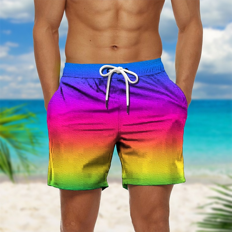 Herren Farbverlauf Grafikdrucke Badehosen Badeshorts Boardshorts Mittlere Taille Hawaiianisch Boho Lässig Täglich Ferien Kordelzug mit Mesh-Futter Elastischer Bund Designer Bekleidung 2025 - $17.99 –P2