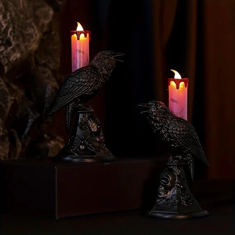 halloween ljusstake ljus kråkljus spöke festival dekoration rekvisita ljusstake prydnad led elektronisk ljus ljus prydnad 2026 - $9.99 –P6