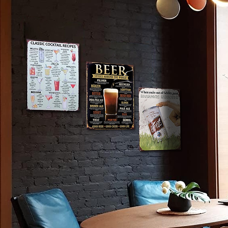 1pc Retro Metal Tin Sign Beer Tin Sign Vintage Bar Club Signs Wall Decor, Painting Wall Hanging for Home Decor Wall Art Metal Tin Sign 20x30cm/8''x12'' 2025 - $10.49 –P4