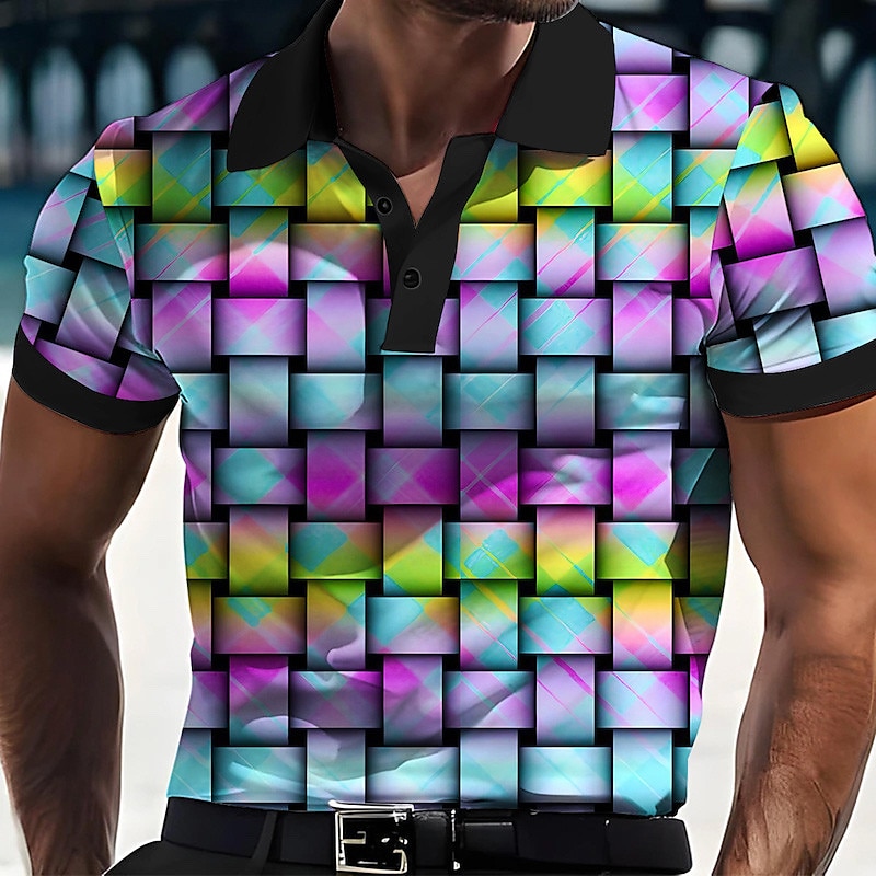 Hombre Graphic Neon Camisetas polo Camiseta de golf Manga Corta Camisas de polo Camisas con cuello Casual Ropa de vacaciones Ropa para fiesta Trajes de fiesta Botones Impresión 3D Amarillo Morado 2025 - $22.99 –P2