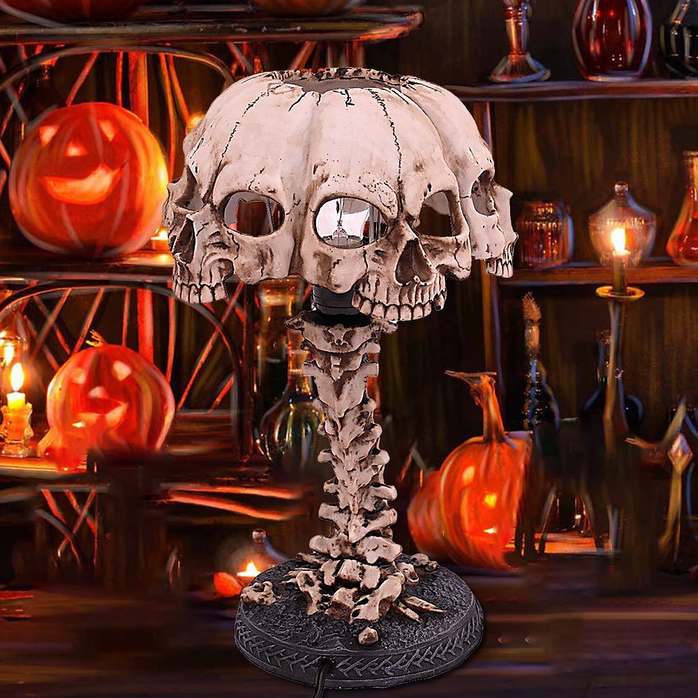 lebka stolní lampa svítící lebka noční světlo kreativní pryskyřice home office desktop ornament halloween decoration 2025 - $32.99 –P2