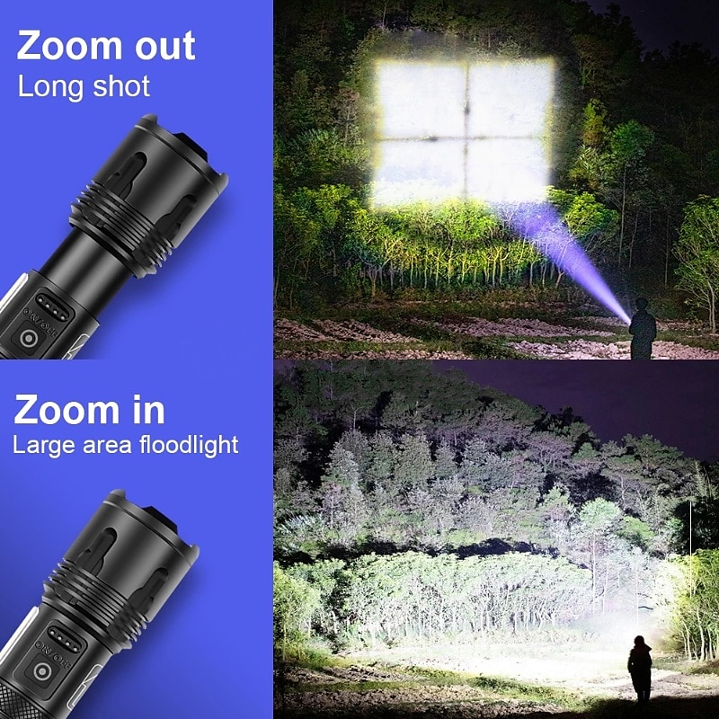 2025年 P70 携帯式フラッシュライト 防水 LED エミッタ 自動 照明モード USBケーブル付き 防水 新デザイン コンパクトデザイン 耐用的 キャンプ / ハイキング / ケイビング 日常使用 狩猟 ブラック コレクション – $31.99 –P4