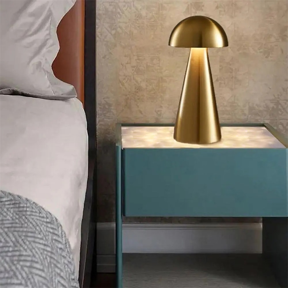LED-Pilz-Tischlampe, Touch-Dimmung, dreifarbig, Retro-Schlafzimmer, Nachttisch, Desktop, USB, wiederaufladbar, Nachtlicht, Leselampen für Hotel, Restaurant, Bar, Schlafzimmerlampe 2025 - $34.99 –P3