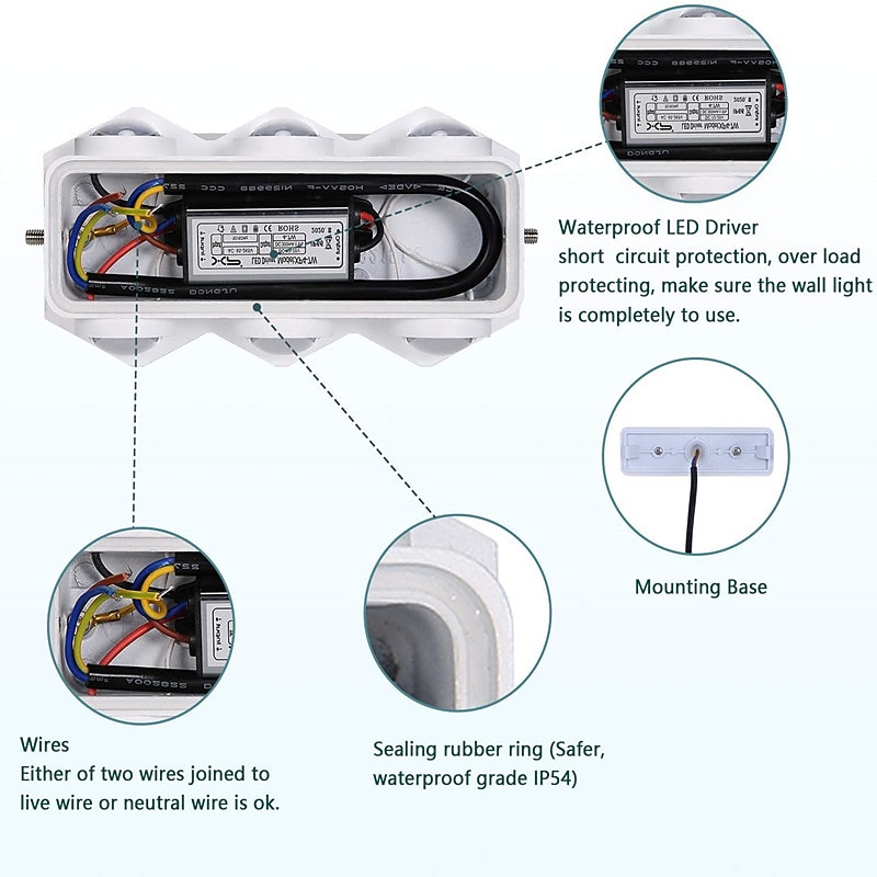 Led buiten wandlamp 2w 4w 6w 8w up/down verlichting indoor dubbele kop gebogen waterdichte ip65 wandlamp moderne slaapkamer lamp ac85-265v 2025 - $16.49 –P2