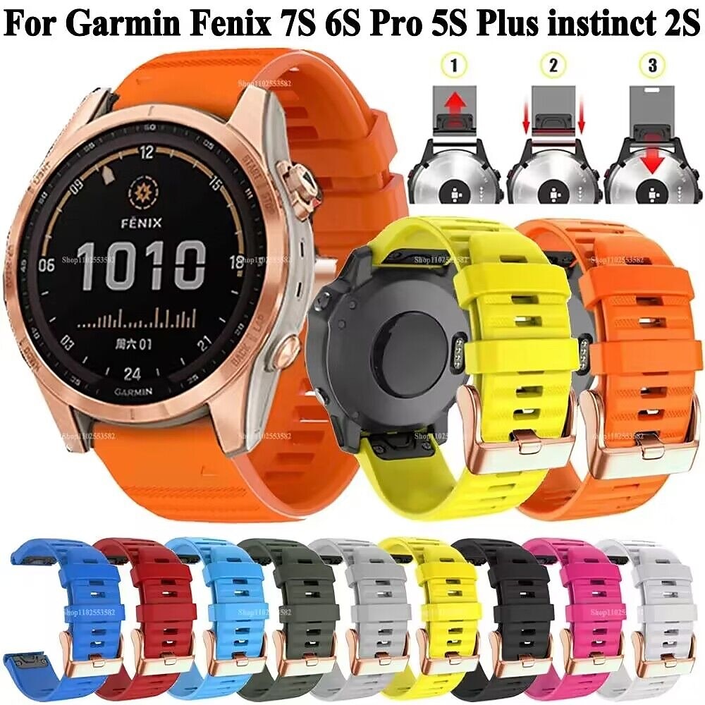 Ремешок для часов для Garmin Fenix 7S Pro 6S 5S Plus Epix Pro 42mm Approach S70 42mm Instinct 2S Descent Mk2S D2 Delta S 20mm силиконовый Замена Ремень 20mm Дышащий Женщины мужчины Спортивный ремешок 2025 - $9.99 –P2