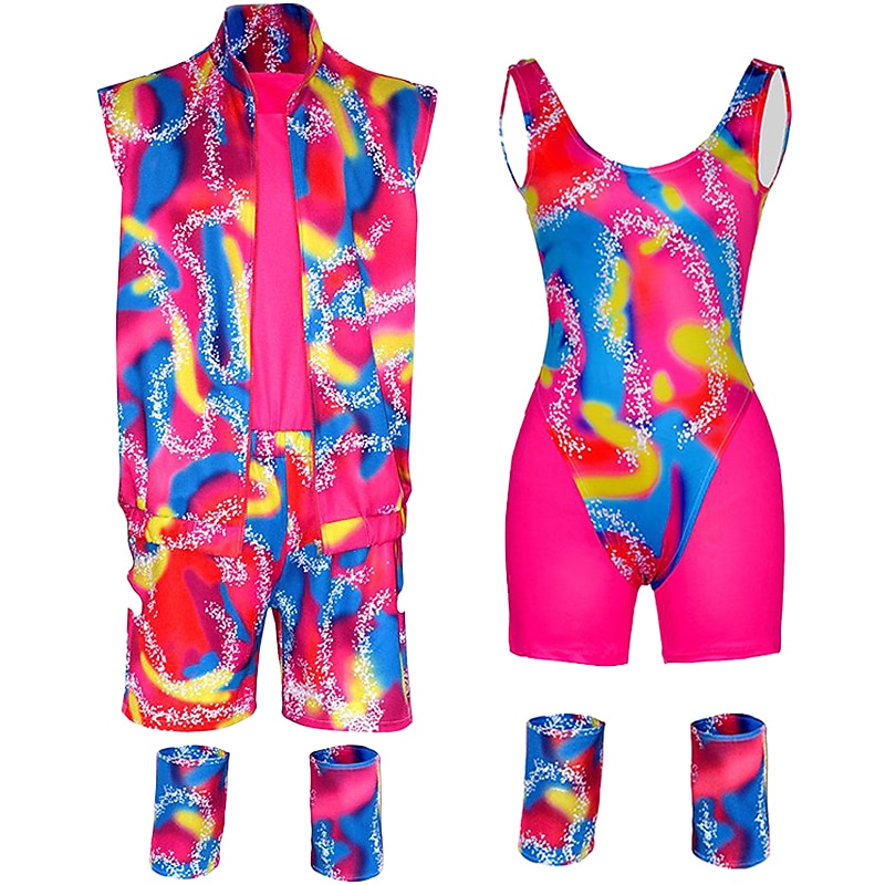 koppels film rollerblade outfits pop y2k cowgirl pakken jumpsuit jurk felroze mannen vrouwen koppel cosplay kostuum halloween carnaval maskerade 2025 - $35.99 –P3