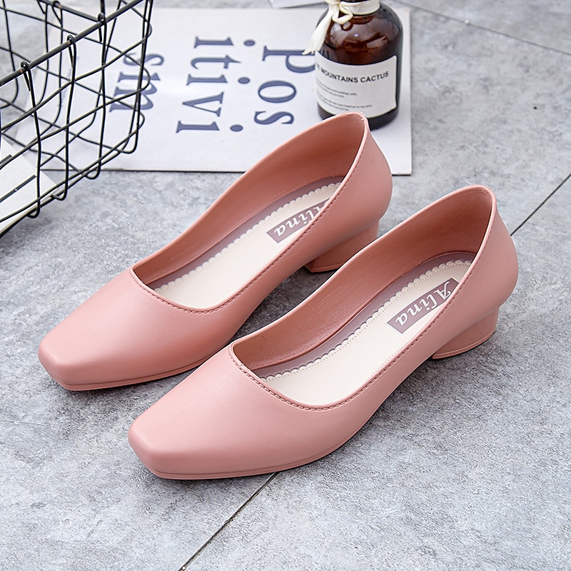 Zapatos negros de tacón bajo para mujer: zapatos clásicos sin cordones con punta redonda para la oficina, el trabajo y ocasiones formales. 2026 - $18.99 –P12
