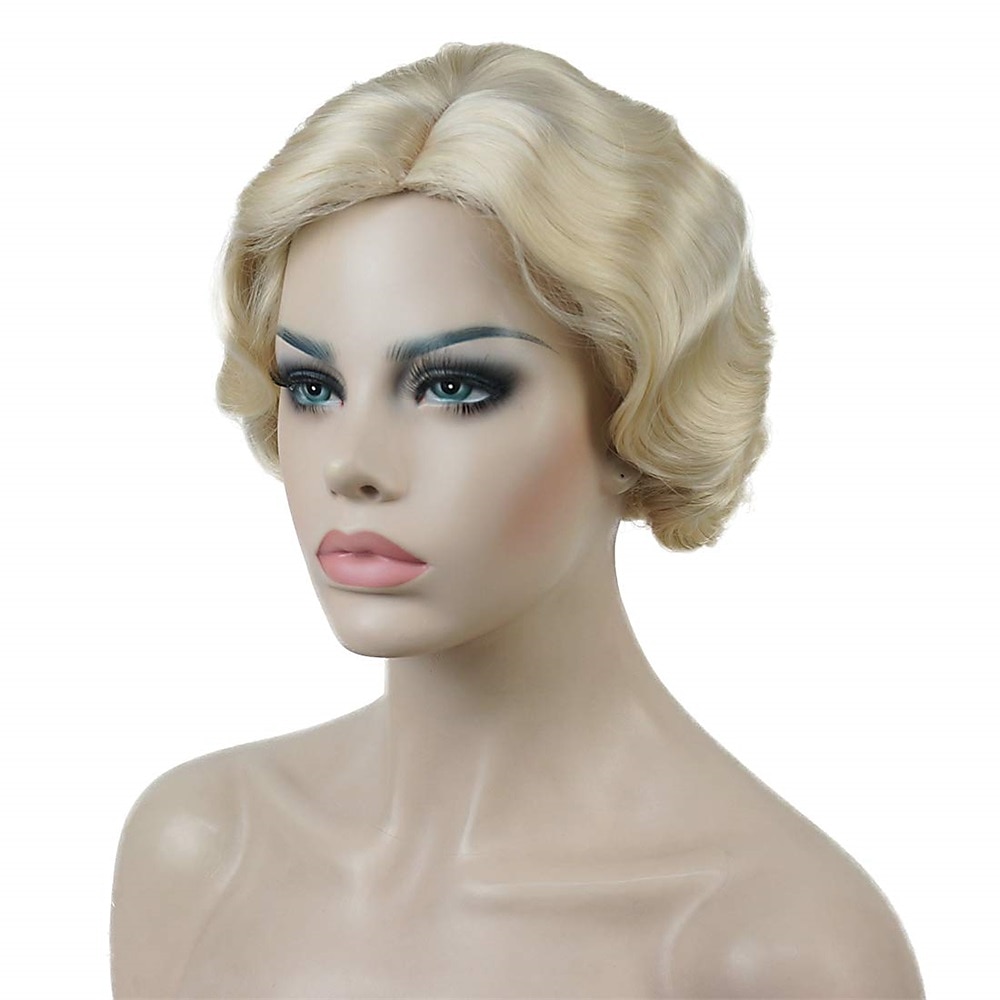 Parrucca Vintage Festa Cosplay Leggera Butterscotch Capelli Corti Ondulati Flapper Accessorio Parrucca Halloween del 2025 a $19.49 –P14