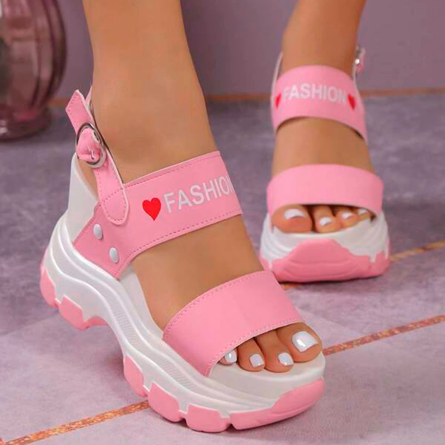 sandali con plateau chunky da donna – sandali sportivi con zeppa neri e bianchi con cinturini regolabili, scarpe estive alla moda per outfit casual e streetwear del 2026 a $42.99 –P6