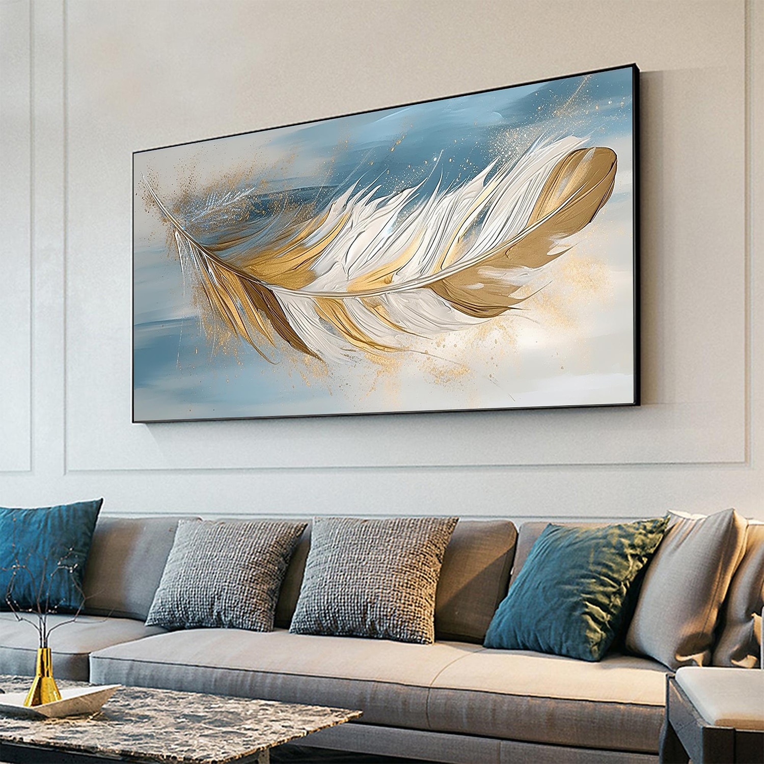 Handmade Oil Painting Canvas Wall Art Decor Original Feather Painting for Home Decor With Stretched Frame/Without Inner Frame Painting 2025 - $150.99 –P19