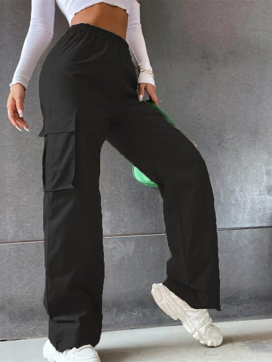 Women‘s Cargo Khaki Pants Trousers Full Length Cotton Pocket Micro-elastic High Waist Fashion Streetwear Street Daily Wear rice white Sapphire S M Summer Spring 2023 - US $19.99 –P3