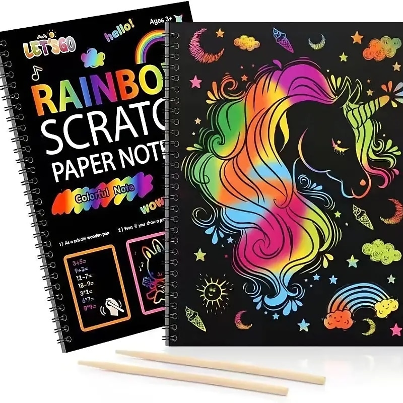 12 fogli arcobaleno quaderni da grattare forniture per arti e mestieri set  carta da disegno a