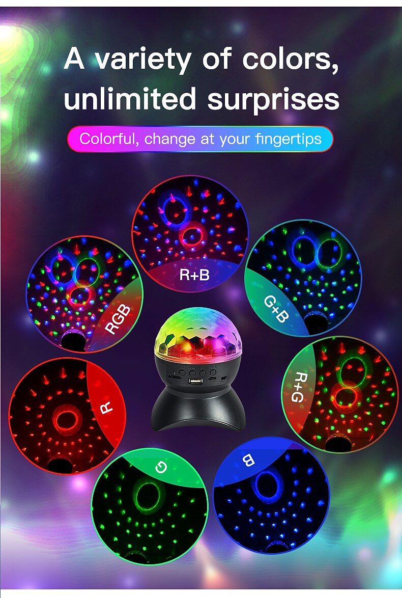 Colorful LED Smart Light Magic Ball Lamp Projector Atmosphere Lamp Bluetooth Sound Ball Lamp Dormitory Singing Flash Lamp Room Atmosphere Lamp 2025 - $11.99 –P14