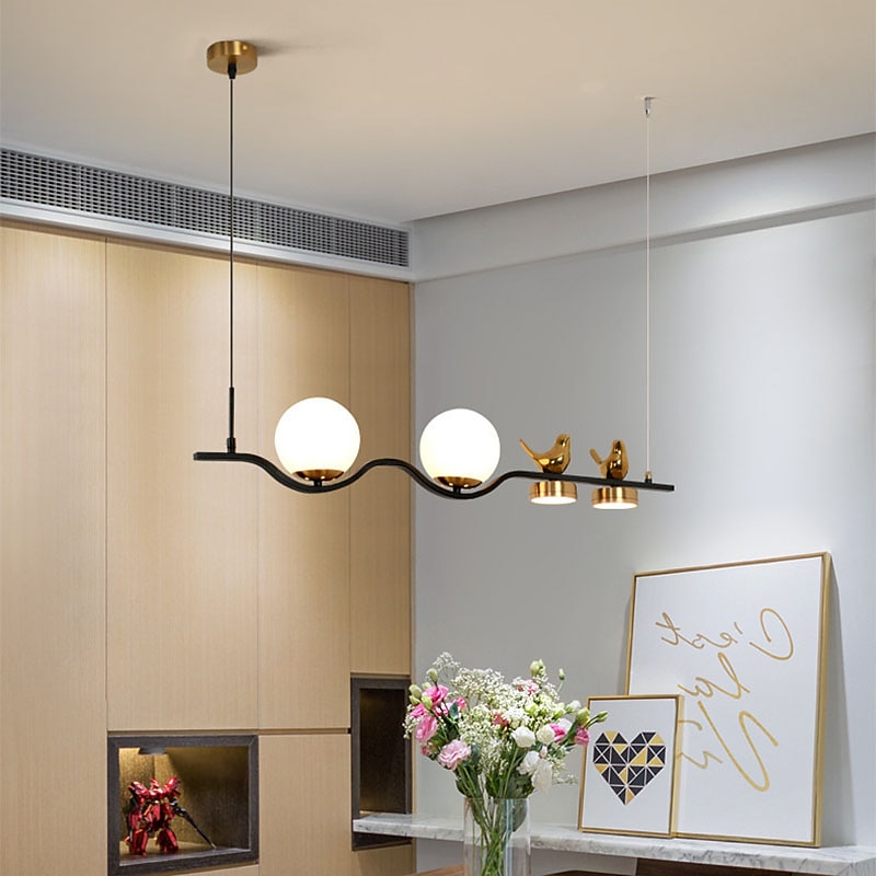 led taklampa 4 huvuden kulformad glasskärm liner globle design modern nordisk vardagsrum matsal lampor inomhus dekoration tak hängande belysning 110-240v 2025 - $279.99 –P1