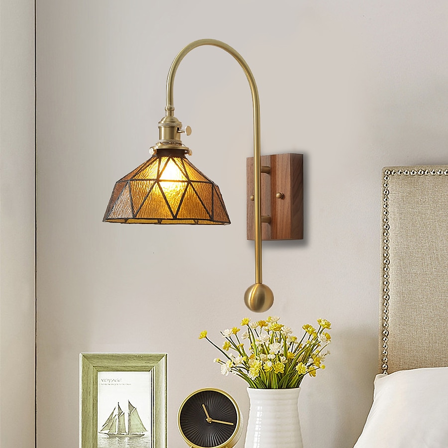 lightinthebox applique da parete a led in vetro a 1 luce, applique moderna e27, applique da parete minimalista quadrata in vetro marrone, lampada da parete moderna ad angolo regolabile, per studio del 2025 a $132.99 –P5