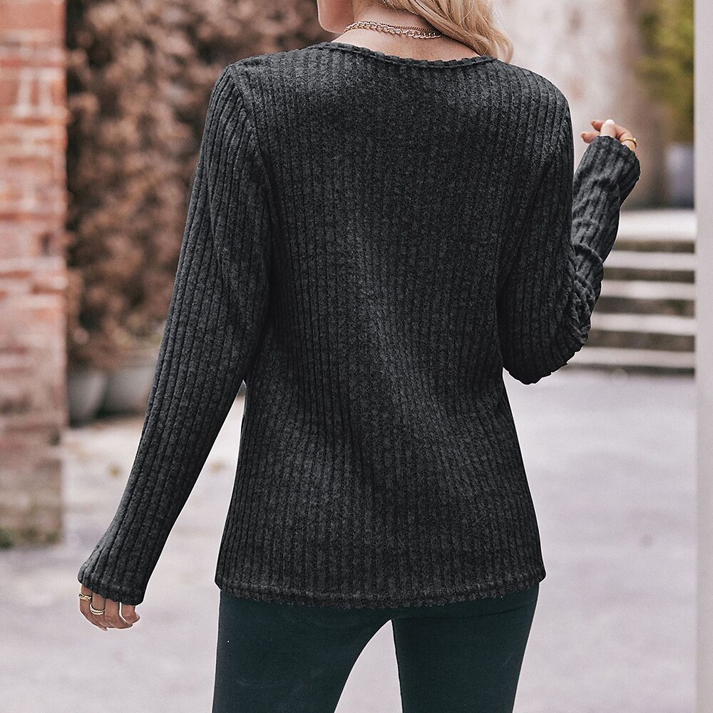 Damen T Shirt Burgunderrotes T-Shirt Glatt Basic Langarm Rundhalsausschnitt Normale Oberteile Täglich Wochenende Schwarz Wein Blau Grün Grau Herbst Winter 2025 - $23.99 –P13