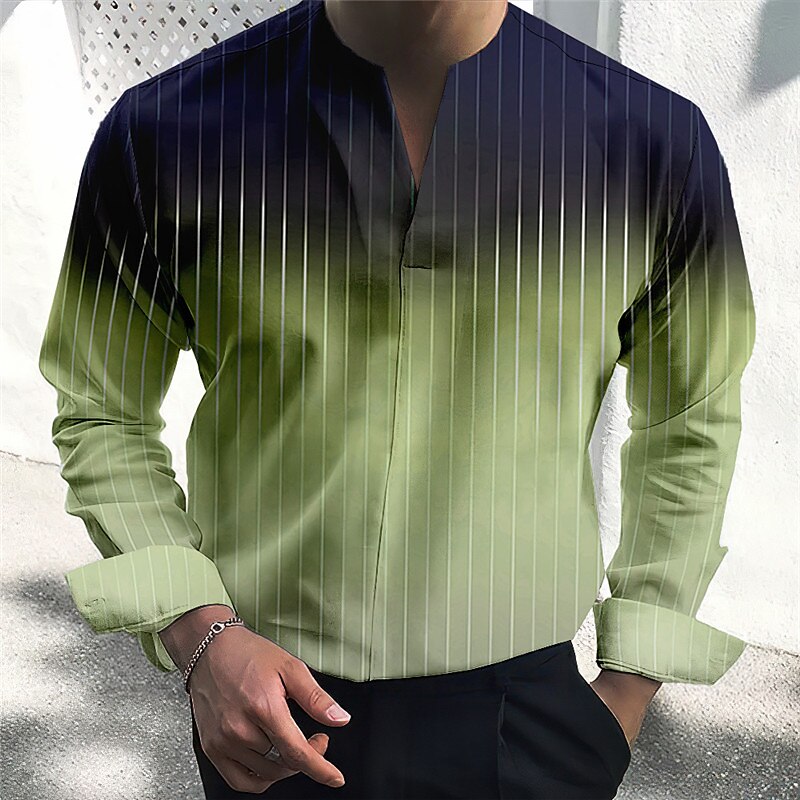 Voor heren Overhemd Verloop Buiten Casual Blozend Roze blauw Groen Khaki Lange mouw V-hals Zomer Herfst Kleding Afdrukken 2025 - $26.99 –P7