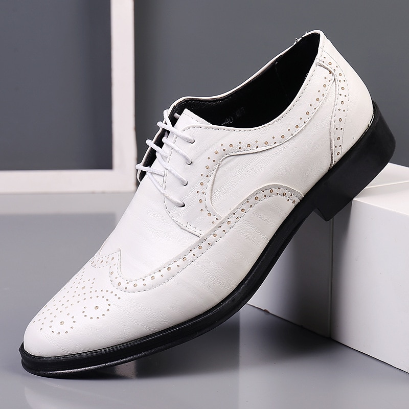 klassiske kjolesko i brogueskinn for menn, stilige oxfordsko med snøring med vinger, elegant formelt fottøy for forretnings- og spesielle anledninger 2025 - $42.99 –P3