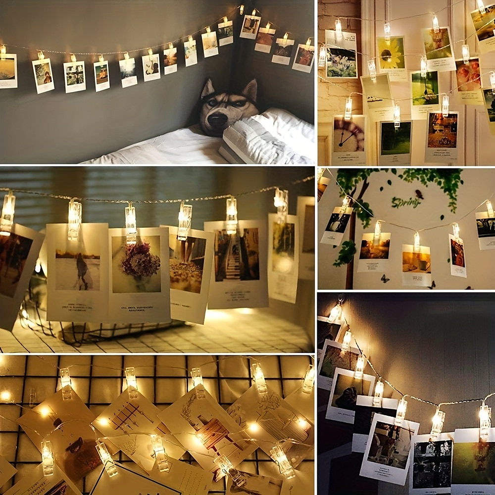 Guirlande lumineuse étanche pour réception de mariage, fête, photo, 1,5 m/3 m/6 m, guirlande lumineuse en cuivre avec clips pour chambre à coucher, décoration murale de 2025 ? $15.49 –P2