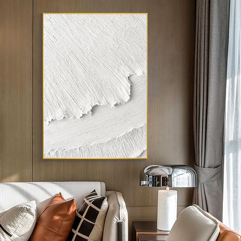 Moderne Wandmalerei, schwer strukturiert, dick, 3D-abstrakt, weiß, Acrylgemälde, Leinwand, Bild, Kunst, handgemaltes Wandkunstwerk 2025 - $233.79 –P6