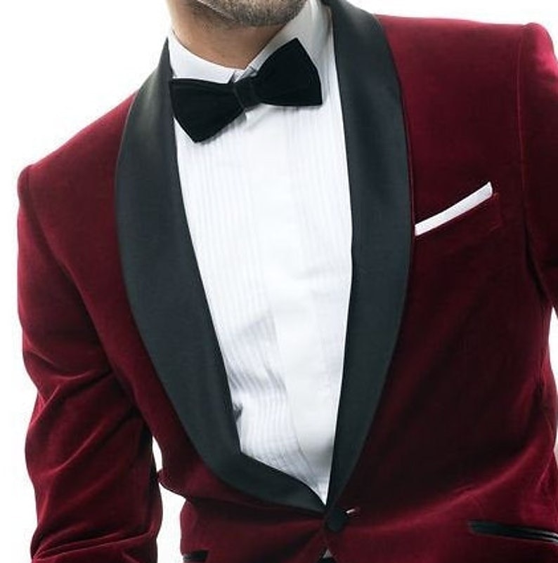 Giacca blazer da uomo in velluto per feste casual taglio regolare a tinta unita monopetto a un bottone borgogna del 2025 a $98.99 –P3