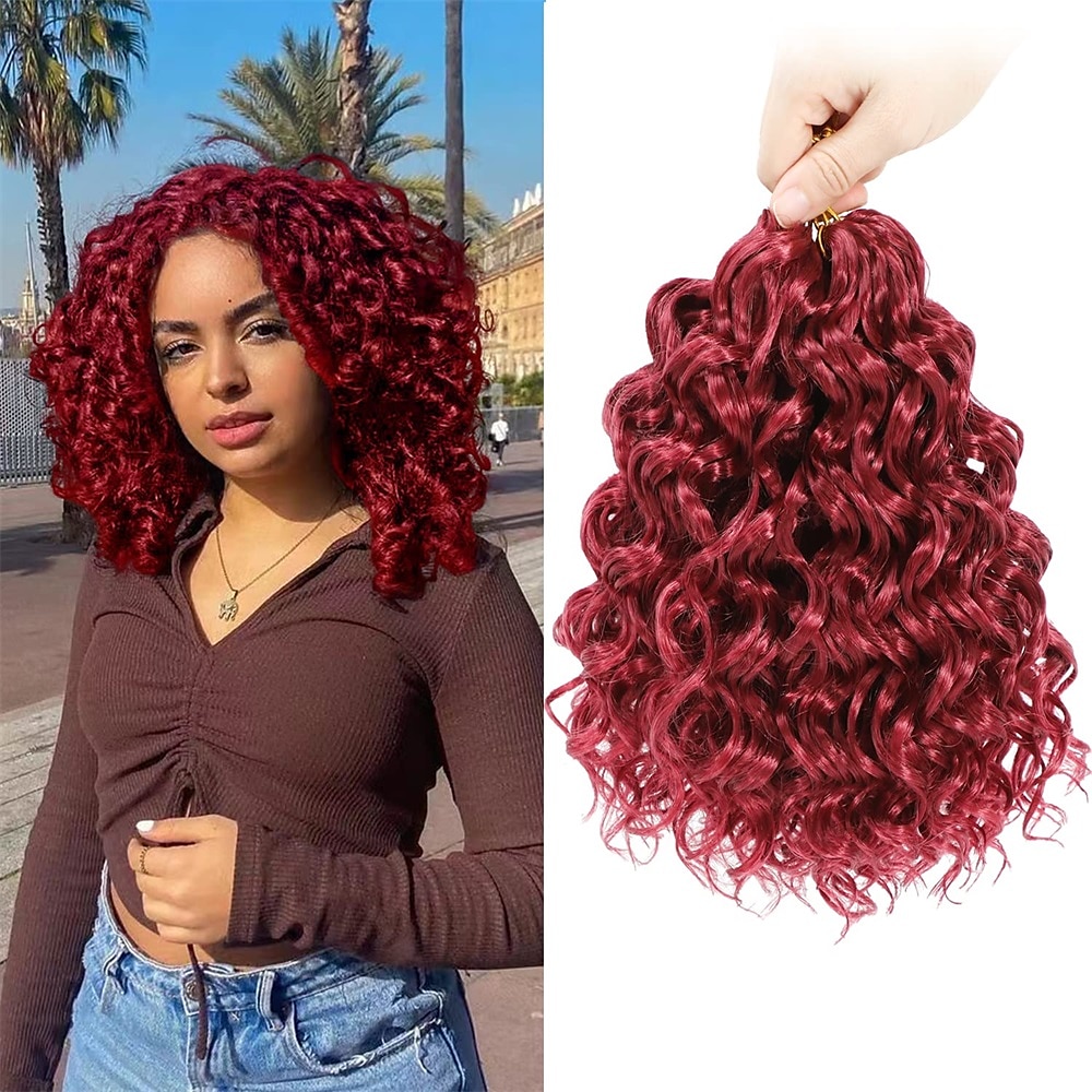 Gogo Curl 14 Inch 8 Packs Curly Crochet Hair for Black Women Ombre Dark  Brown Color Wavy Beach Curls Crochet Hair Water Wave Crotchet Hair  Synthetic