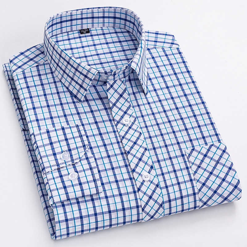 Men's Work Shirt Non Iron Shirt Stripes and Plaid Wedding Office & Career Light Yellow Light Blue Dark Red Wine Long Sleeve Turndown All Seasons Clothing Apparel 2026 - $31.99 –P1