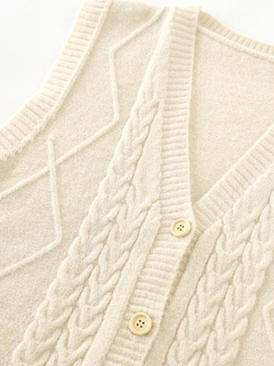 Women's Sweater Vest V Neck Cable Knit Polyester Button Summer Fall Daily Holiday Going out Sexy Casual Soft Sleeveless Pure Color Black White Pink One-Size 2023 - US $19.99 –P8