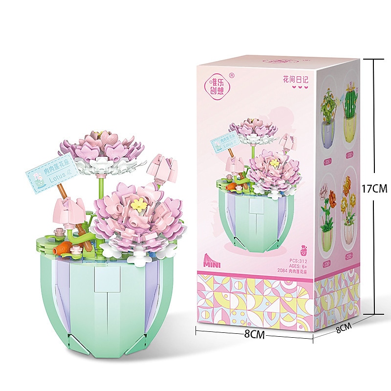 cadouri de ziua femeii compatibile cu asamblarea puzzle-urilor jucării blocuri de construcție cu particule mici flori carne plante în ghivece decorațiuni pentru buchet cadouri pentru fete cadouri de 2025 - $19.99 –P10