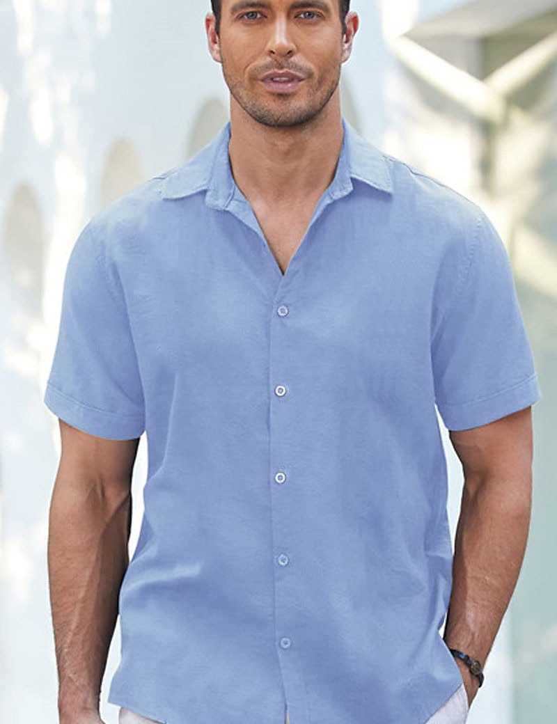 Men's Shirt Linen Shirt Guayabera Shirt Summer Shirt Beach Shirt Button Up Shirt Plain Vacation Casual White Blue Khaki Gray Short Sleeve Lapel Summer Clothing Apparel Patchwork 2025 - $18.49 –P1