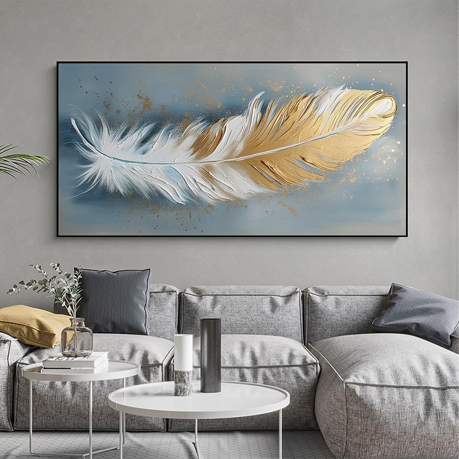 Handmade Oil Painting Canvas Wall Art Decor Original Feather Painting for Home Decor With Stretched Frame/Without Inner Frame Painting 2025 - $150.99 –P17