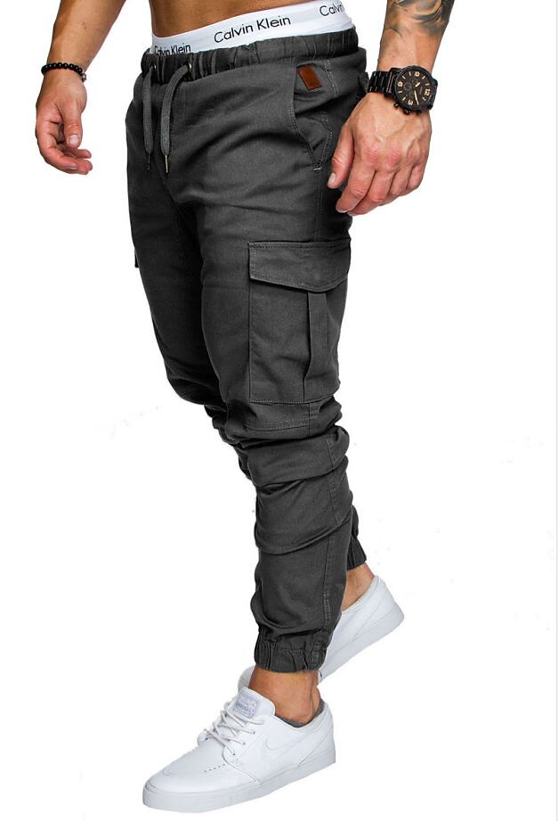 Men's Cargo Pants Cargo Trousers Casual Pants Drawstring Multi Pocket Solid Colored Full Length Daily Basic Casual Slim Black White Mid Waist Micro-elastic 2025 - $20.99 –P10