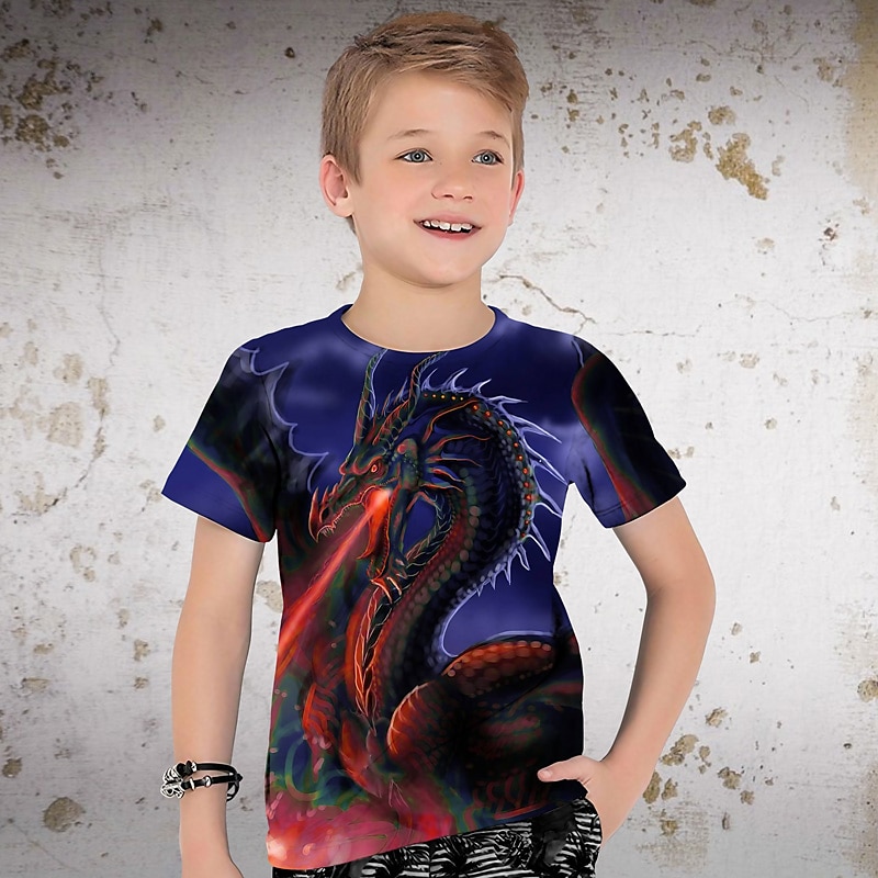 Boys 3D Graphic Animal Dragon T shirt Tee Short Sleeve 3D Print Summer Spring Active Sports Fashion Kids 3-12 Years Outdoor Casual Daily Regular Fit 2025 - $11.99 –P10