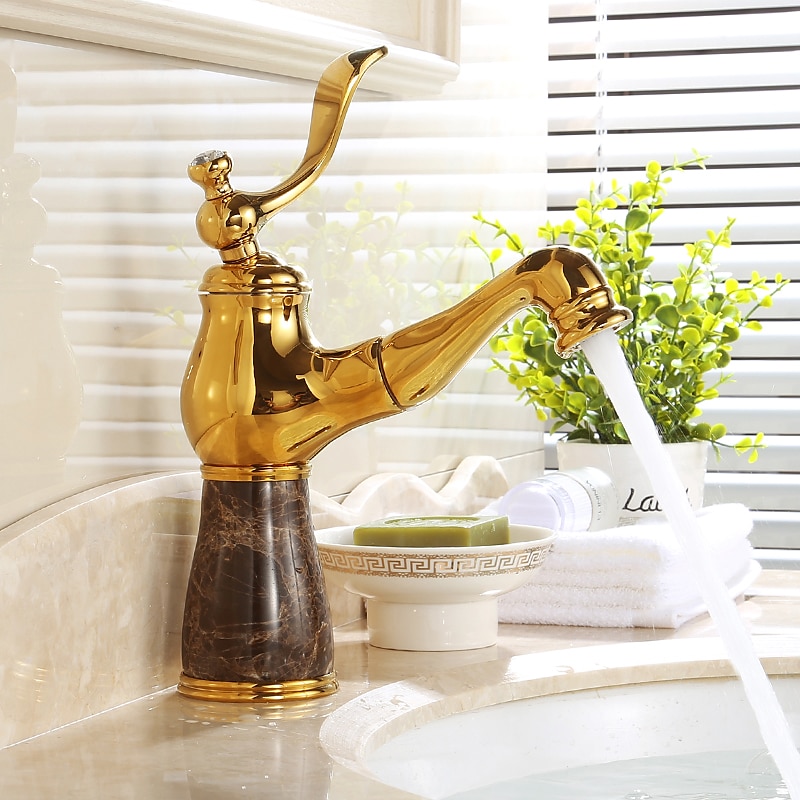 Traditional Bathroom Faucet Pull Out Basin Sink Mixer Taps Short/Tall, Vintage Brass Vessel Taps Ceramic Single Handle, with Cold and Hot Hose 2025 - $89.99 –P5