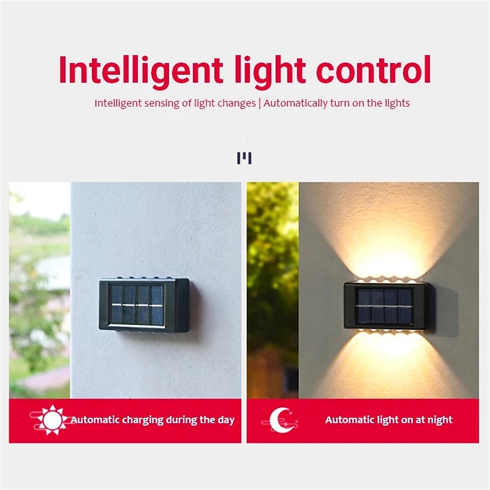 10 leds zonne-wandlamp buiten waterdichte zonne-verlichting op en neer lichtgevende verlichting voor tuin straat landschap balkon buiten decor 2025 - $8.49 –P4