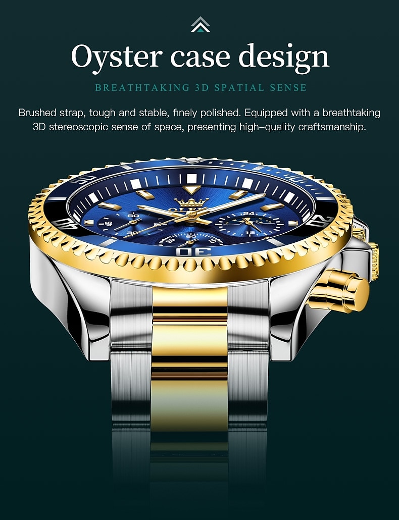 OLEVS Heren Quartz horloges Luxe Grote wijzerplaat Modieus Zakelijk Weergave maanfase Lichtgevend Kalender WATERDICHT Legering Horloge 2025 - $29.99 –P4