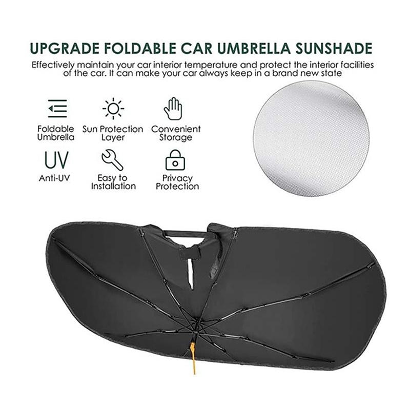 Car Windshield Sun Shade Umbrella, Upgraded Windshield Sunshades with 360°  Rotation Bendable Handle, Foldable Automotive Windshield Shades, Full Cover