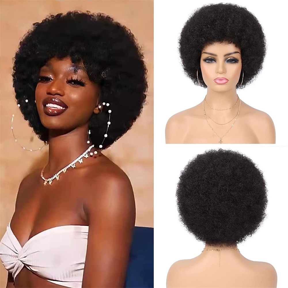 parrucca anni '70 parrucche afro per donne nere parrucche afro soffici rimbalzanti e morbide parrucche piene dall'aspetto naturale per feste quotidiane costume cosplay parrucche di carnevale del 2025 a $19.99 –P5