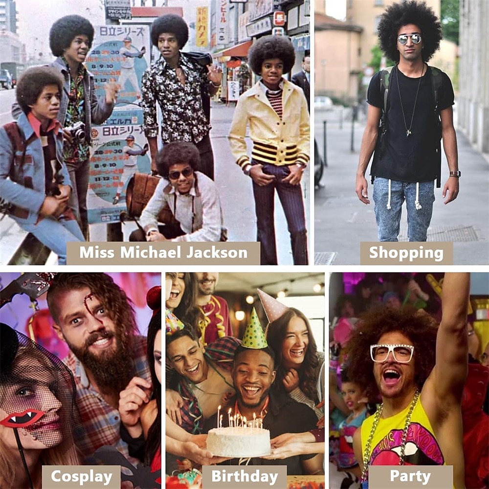 Afro Wig Men70's Costumes for Men Heat Resistant Synthetic Disco Wig Halloween Wigs 2025 - $19.99 –P6