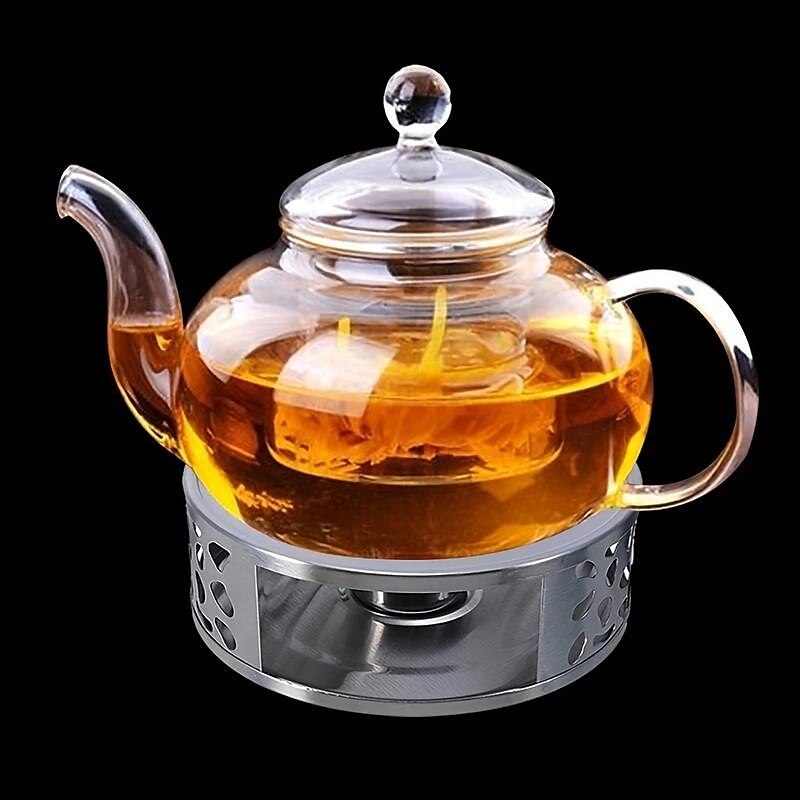 Round Teapot Warmer Stainless-Steel Candle Base Tea Pot Heat