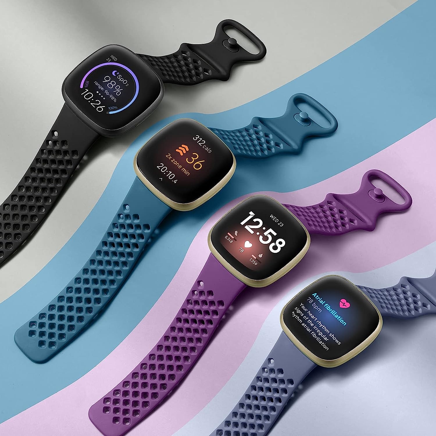 4 Πακέτο Smart Watch Band Συμβατό με Fitbit Versa 3 Sense Versa 4 Sense 2 σιλικόνη Εξυπνο ρολόι Λουρί Αδιάβροχη Ρυθμιζόμενο Αθλητικό Μπρασελέ Αντικατάσταση Περικάρπιο 2025 - $20.99 –P12